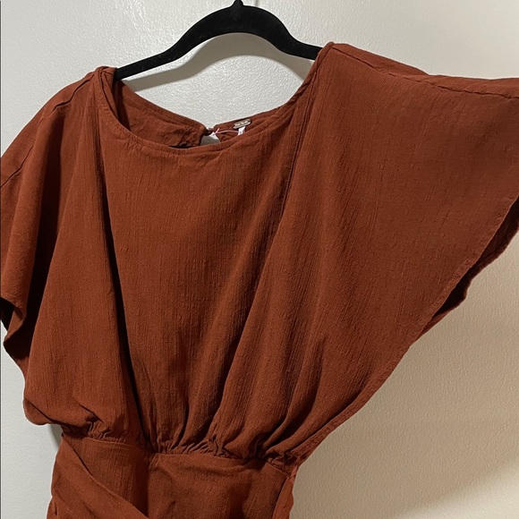Free People Rough Rider Red Copper Textured Dress As is - Picture 7 of 12